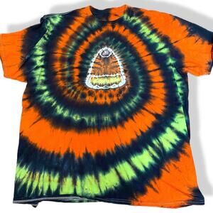handmade tie dyed unisex tshirt candy corn halloween 3XL